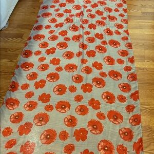Floral poppy Red and light gray Scarf